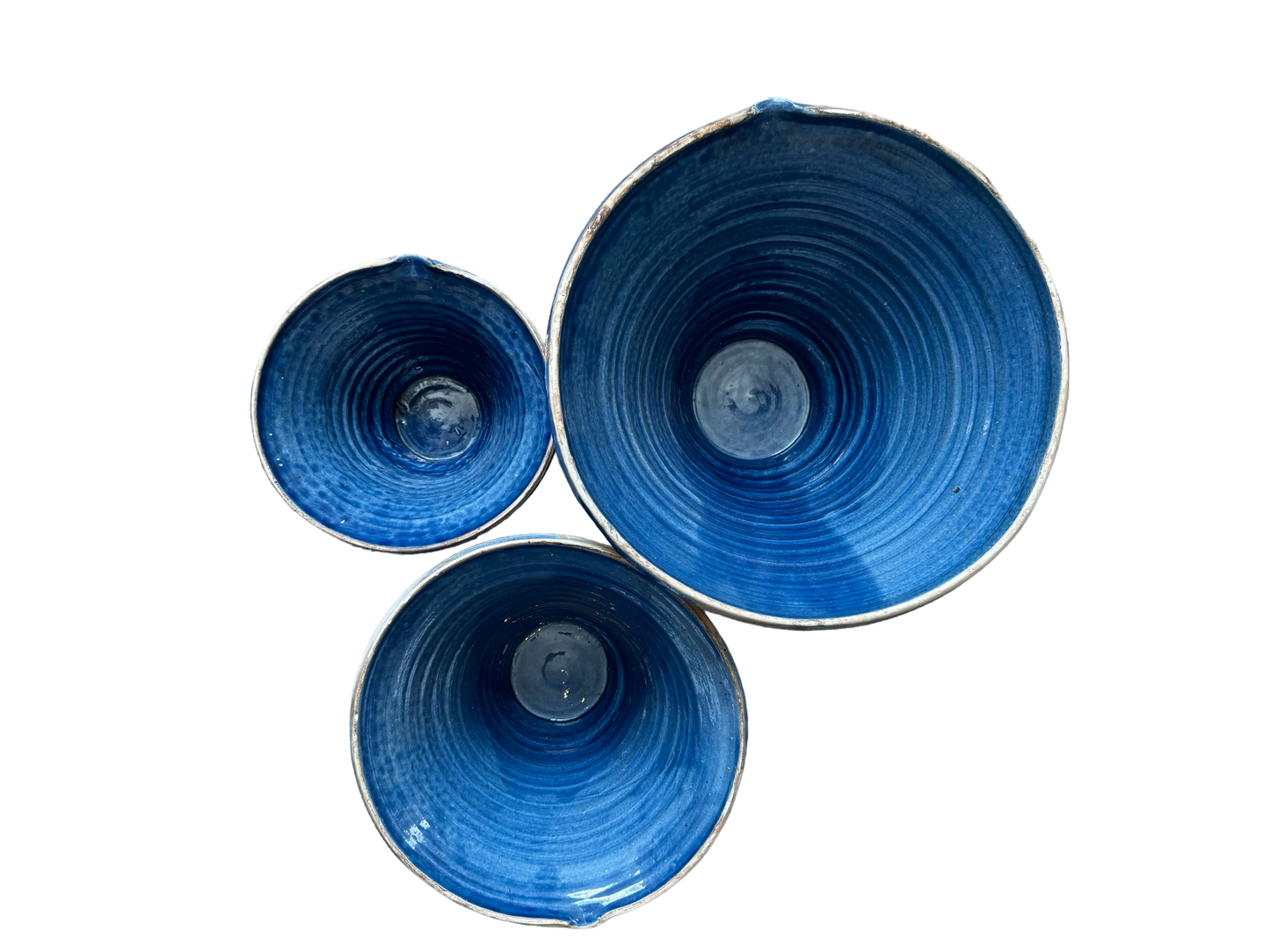 Set of 3 Hungarian Glazed Mixing Bowls with Spout