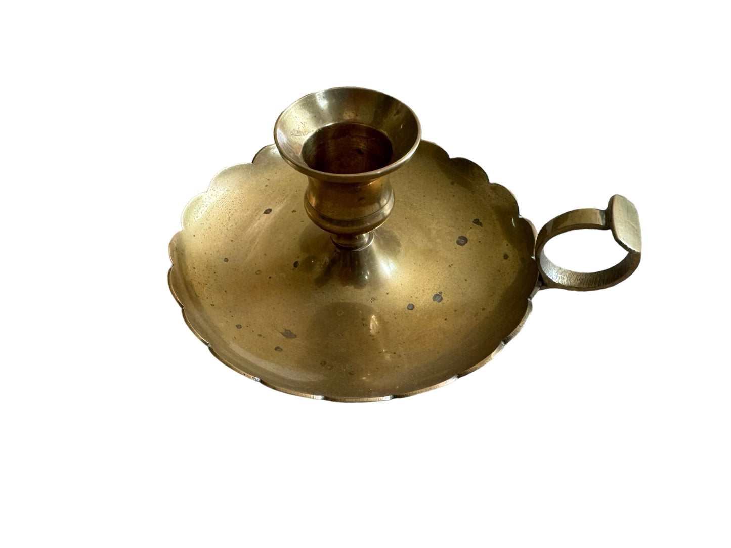 Scalloped Brass Chamberstick Candle Holder