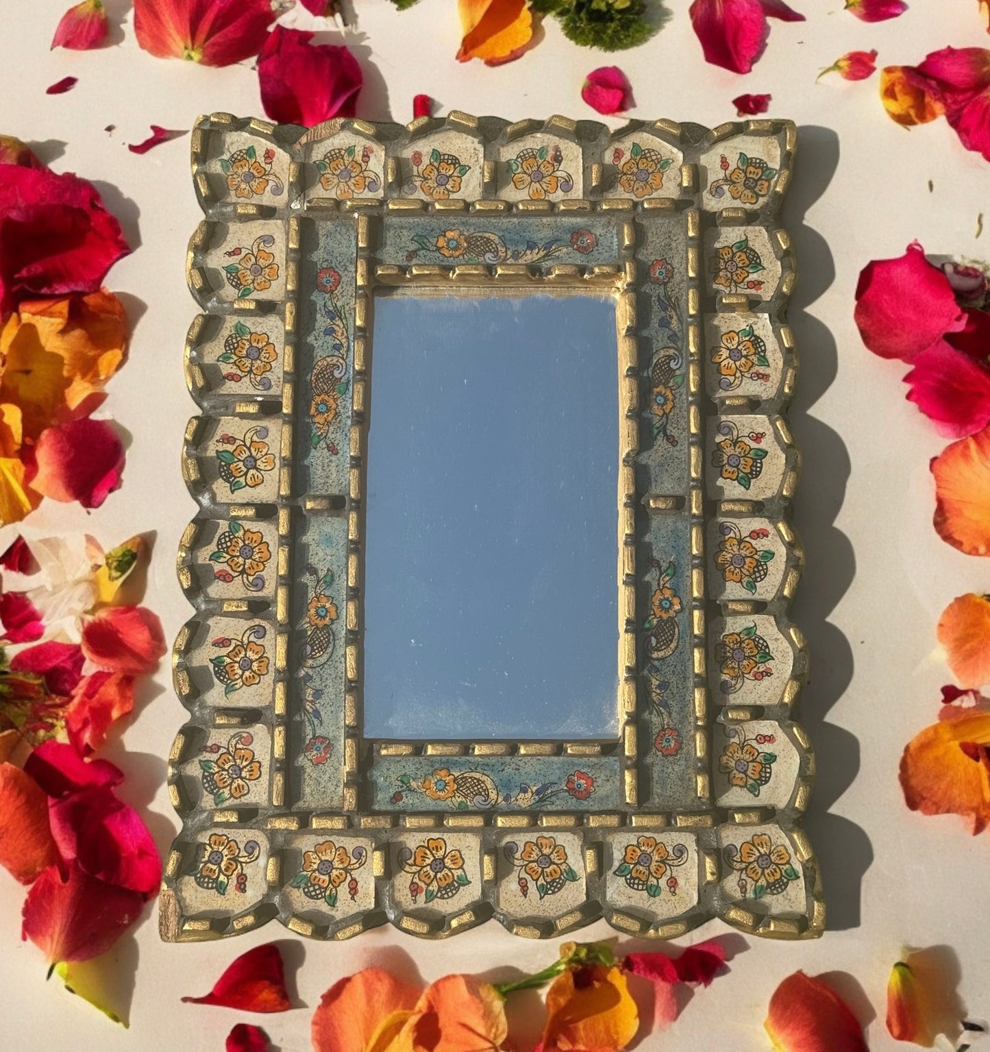Handcrafted Floral Peruvian Mirror