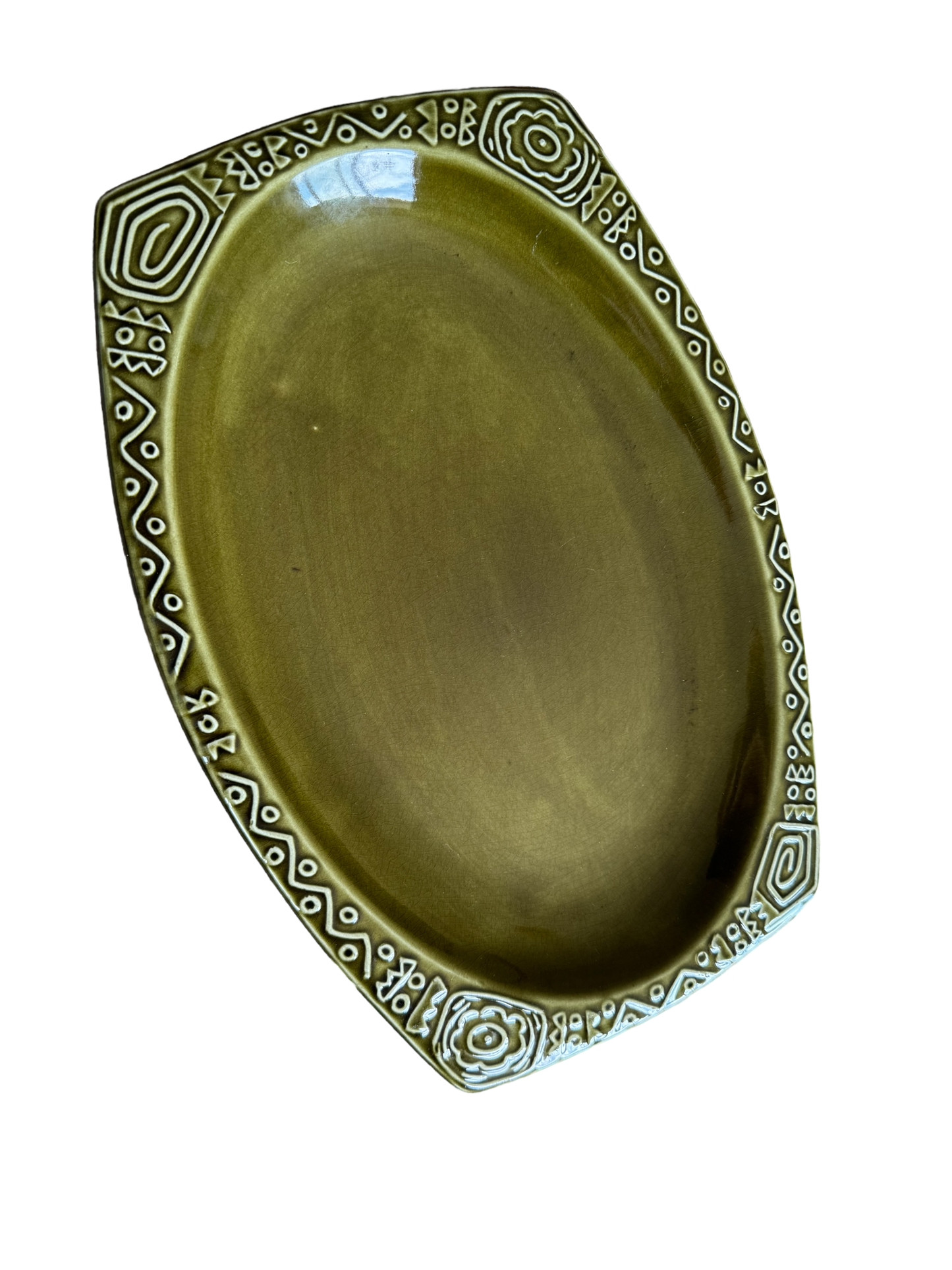 Vintage Green Embossed Platter Plate