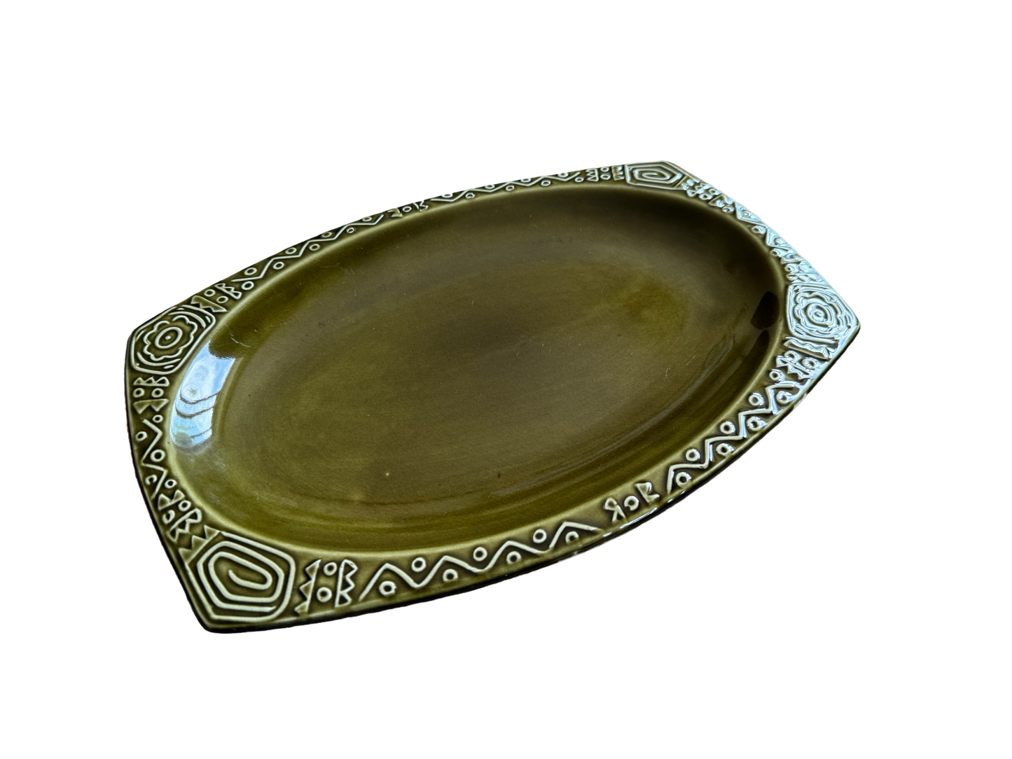 Vintage Green Embossed Platter Plate