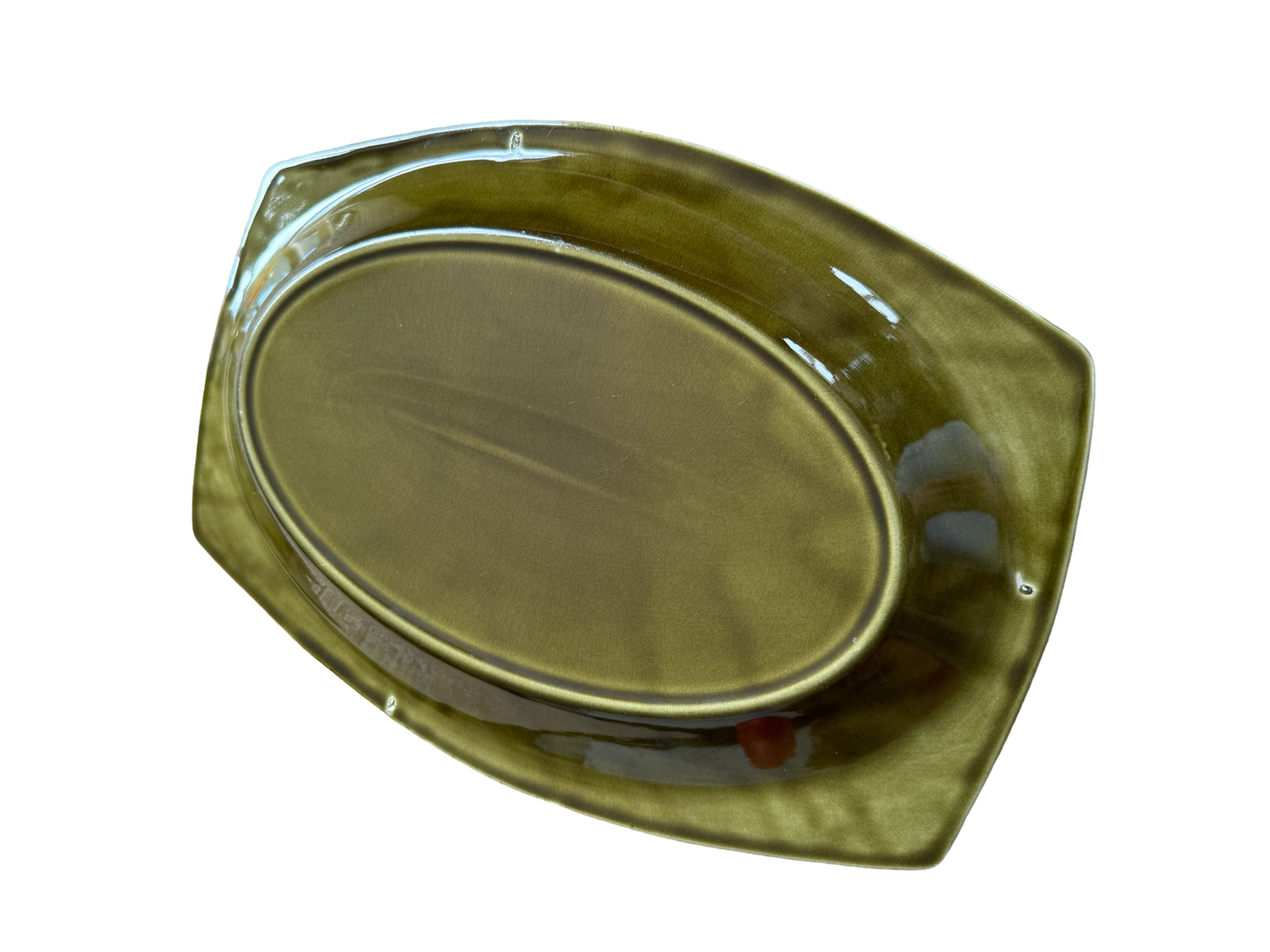 Vintage Green Embossed Platter Plate