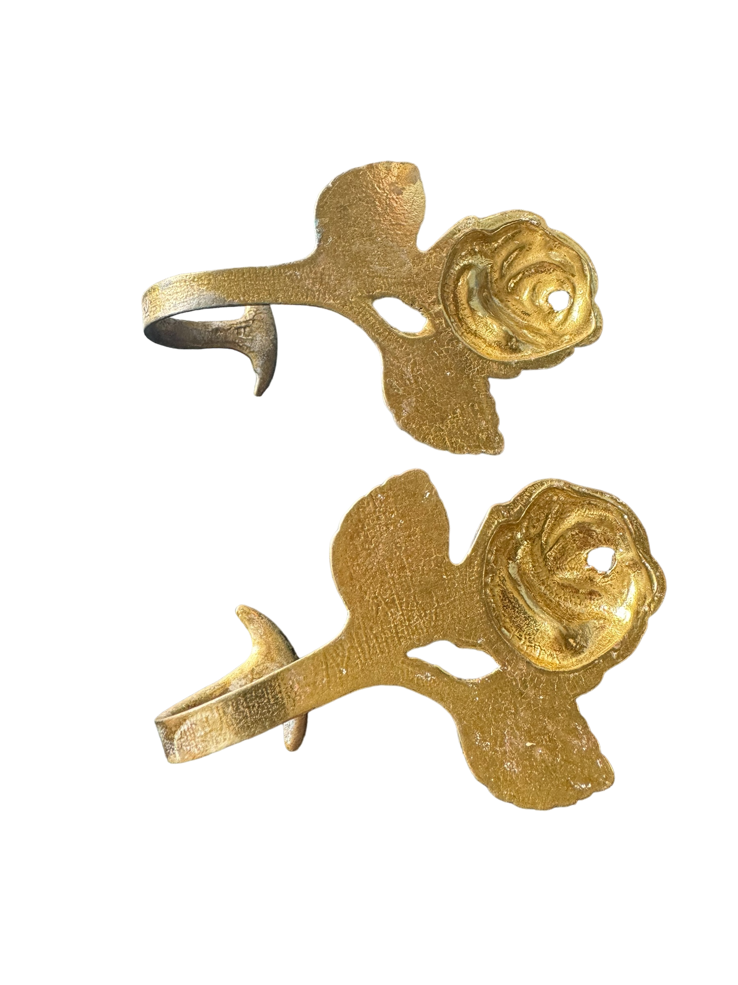 Pair of Vintage Gold Plated Rose Hooks