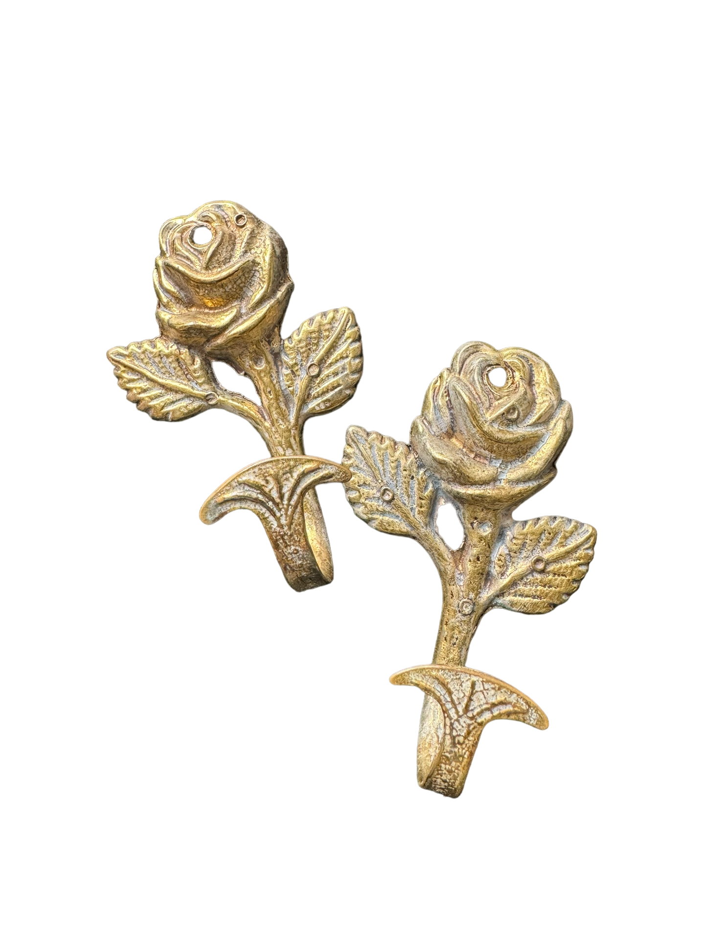 Pair of Vintage Gold Plated Rose Hooks