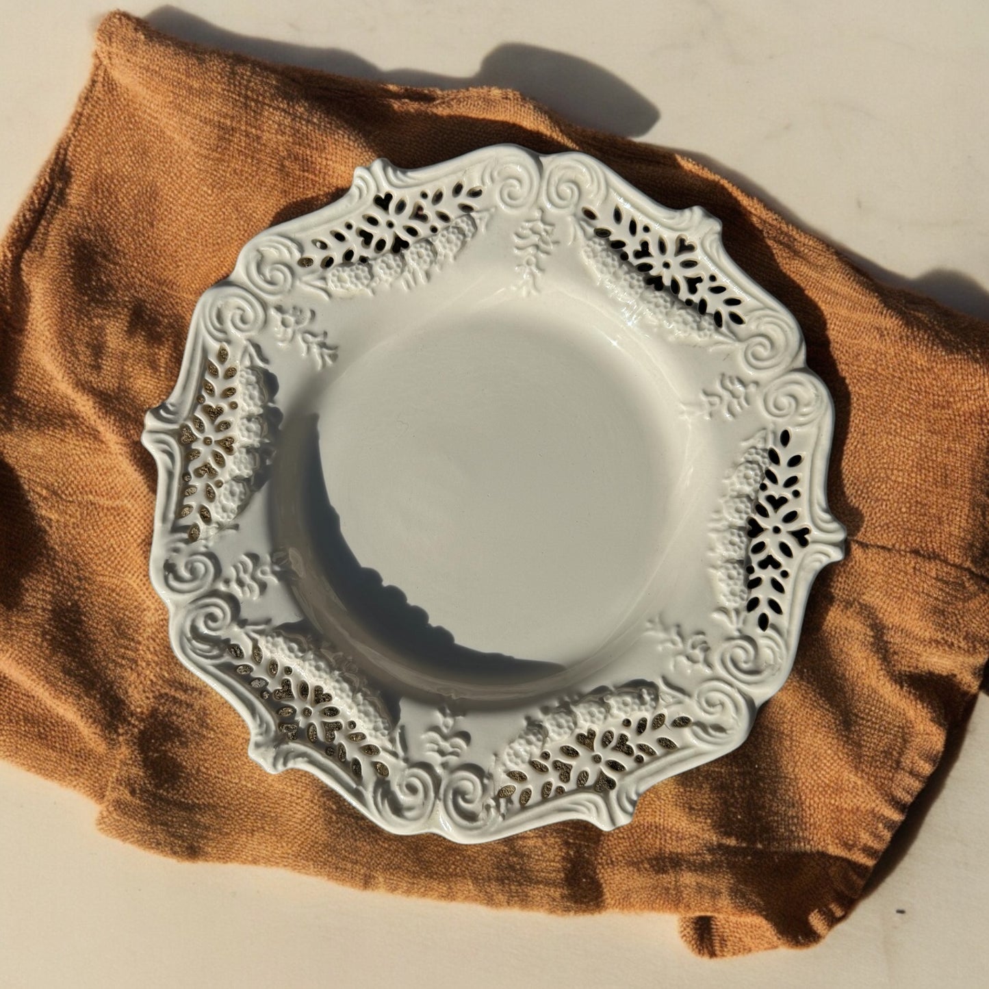 White Ceramic Lace Effect Side Plate by Leedsware