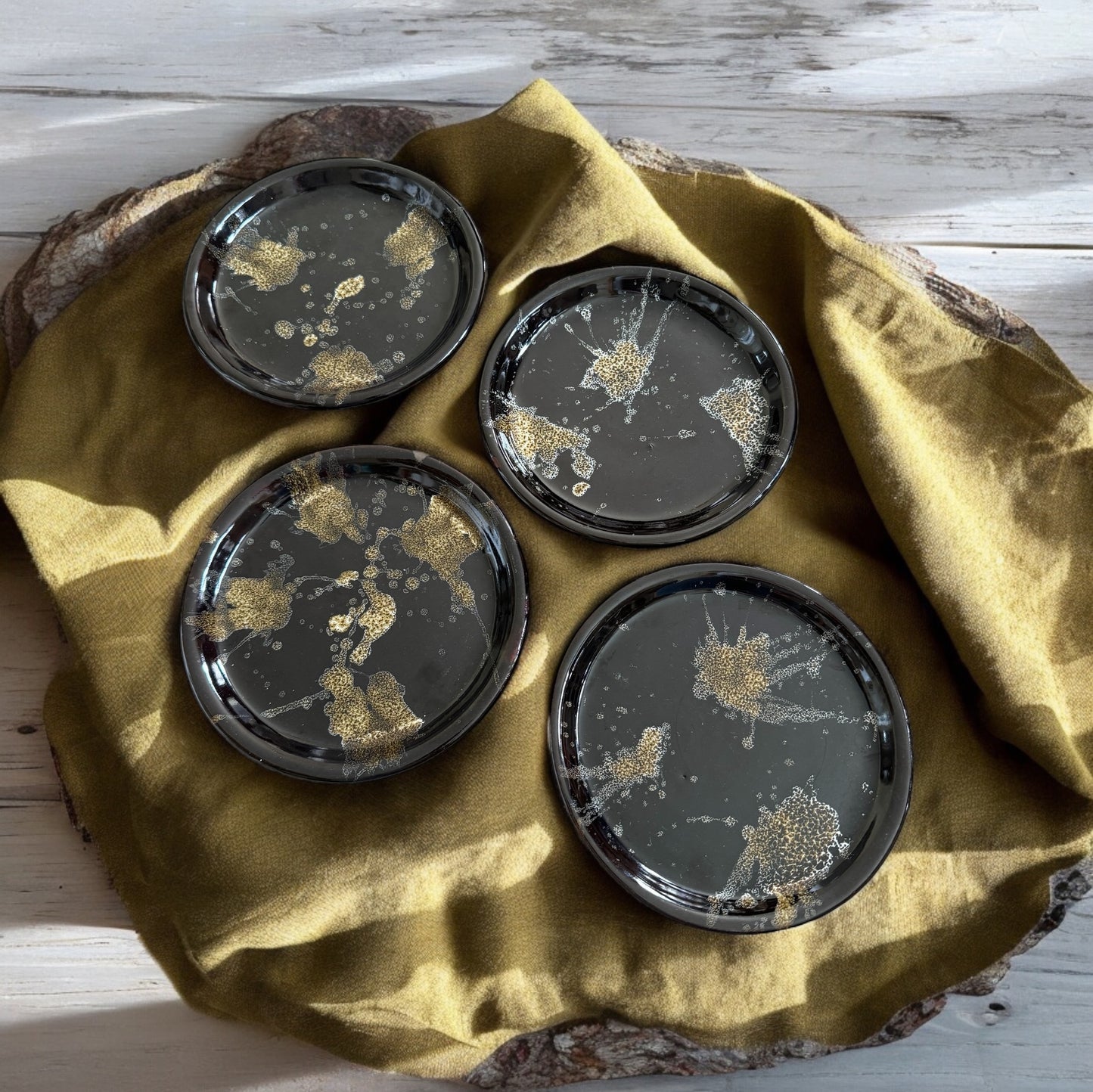 Set of 4 Glazed Pottery Side Plates