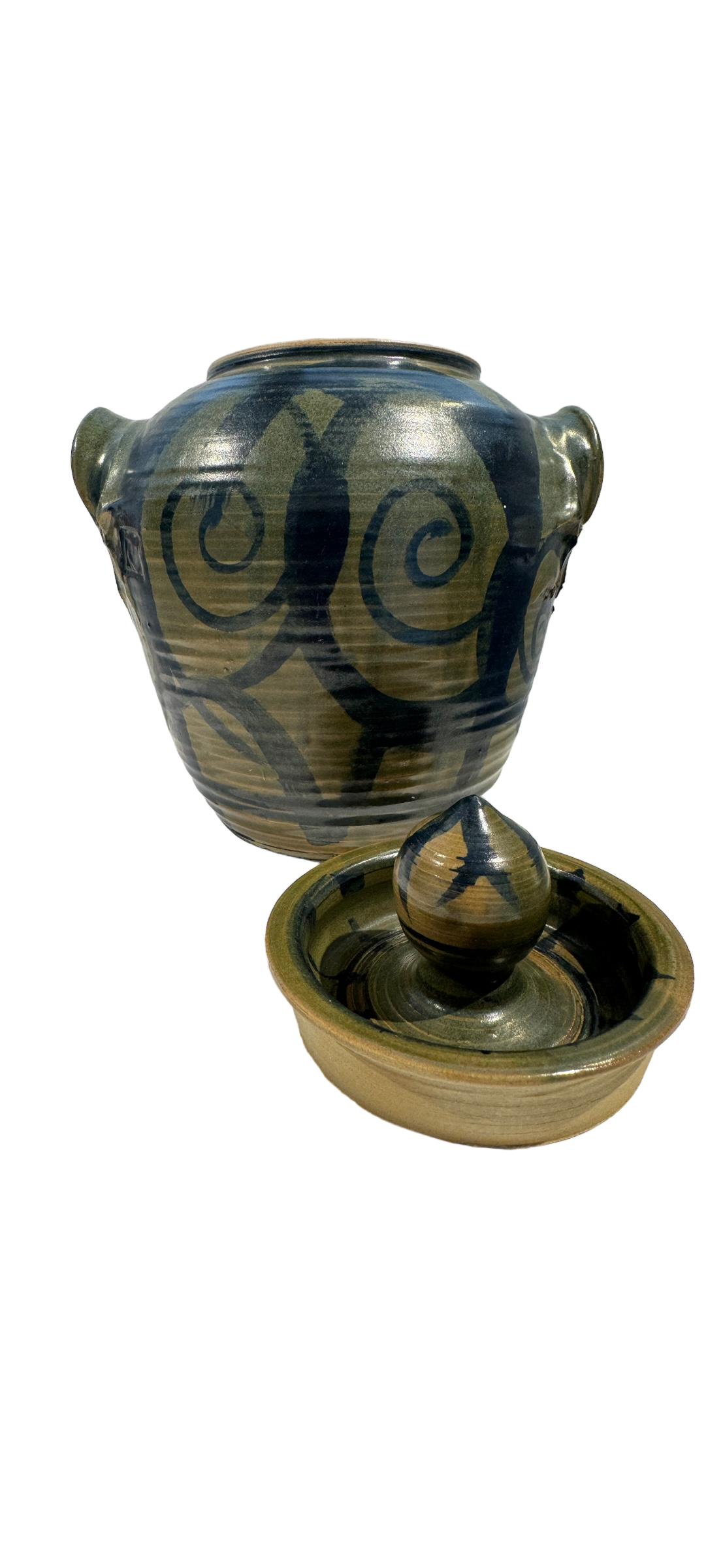 Studio Pottery Swirl Design Ginger Jar