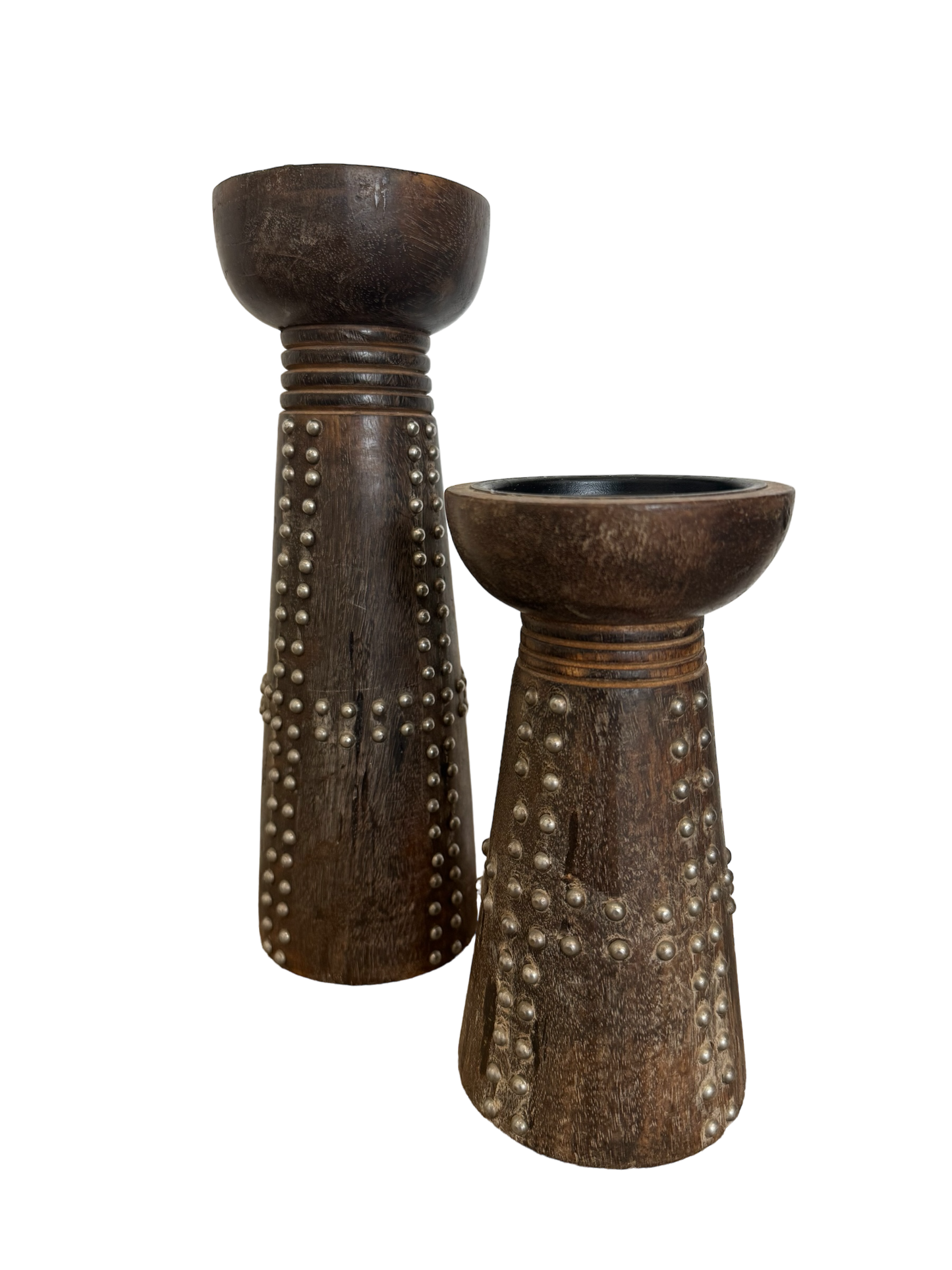 Pair of Vintage Studded Pillar Candle Holders
