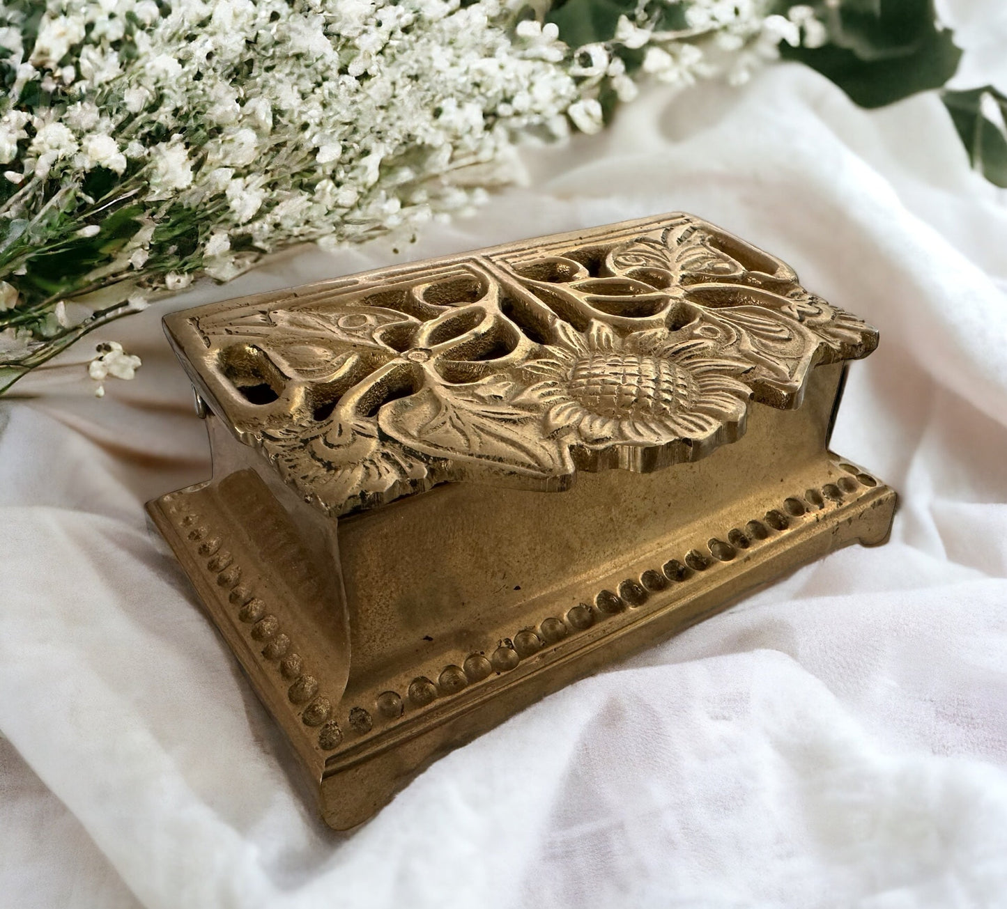 Art Nouveau Brass Box with Sunflower