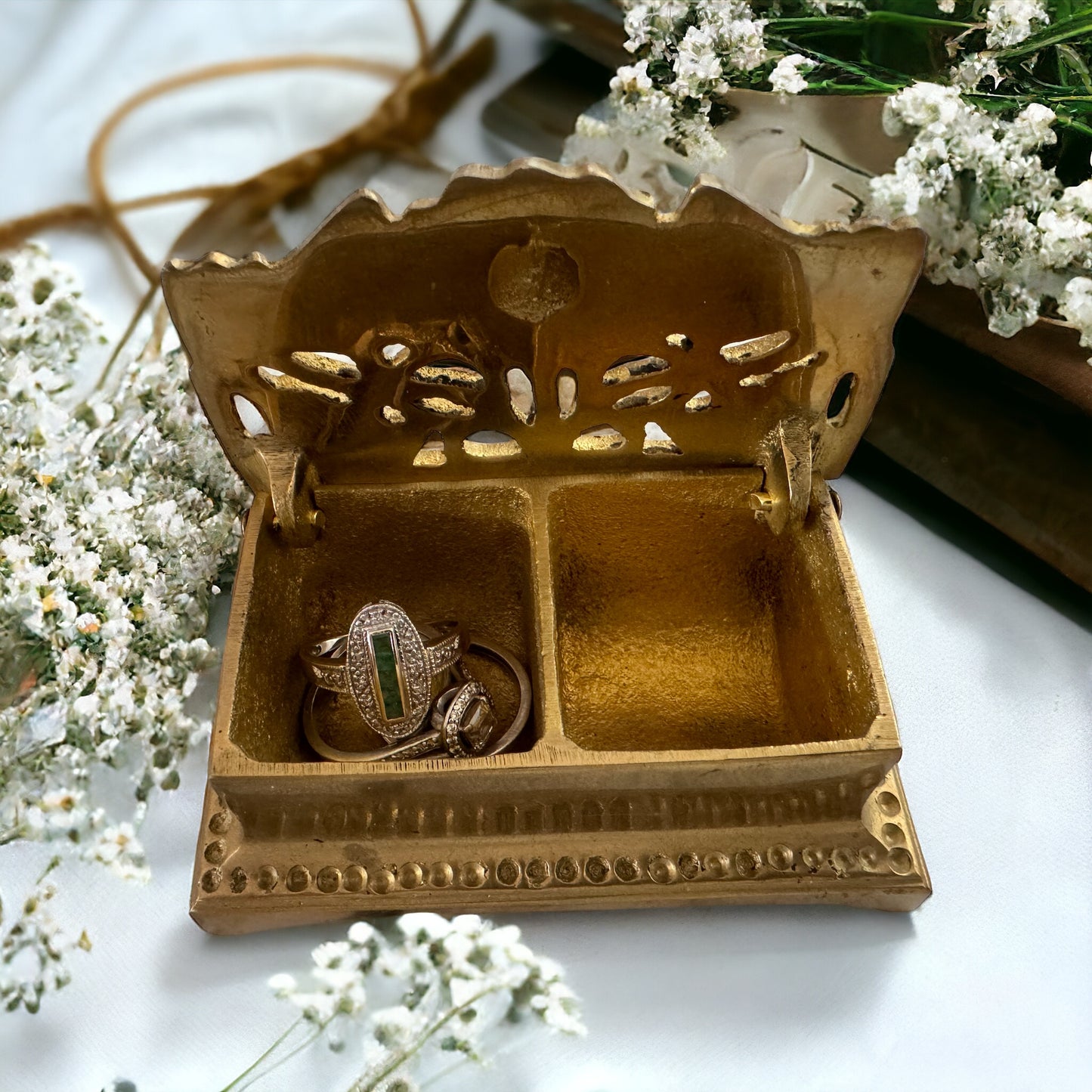 Art Nouveau Brass Box with Sunflower