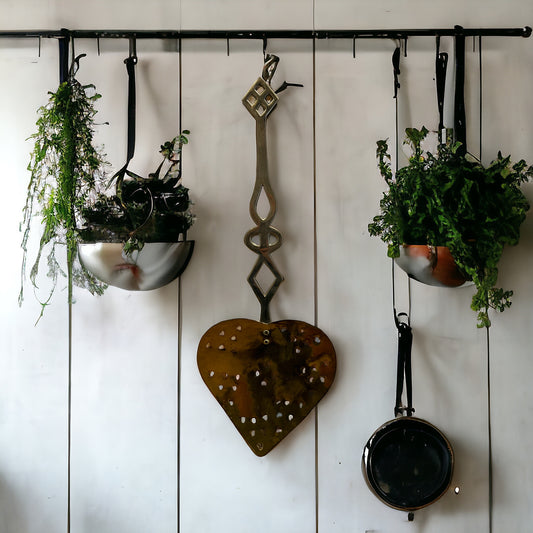 Vintage Brass and Copper Heart Milk Skimmer