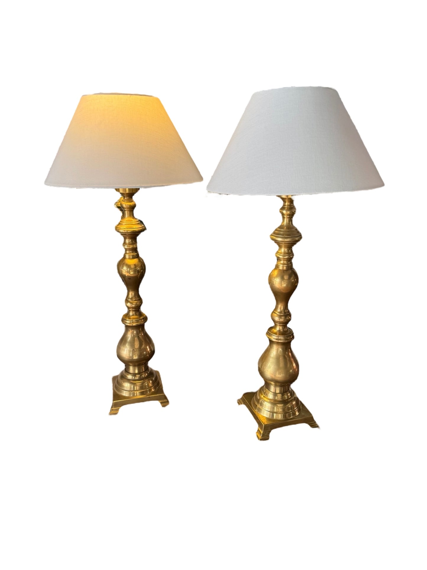 Pair of Tall Victorian Brass Table Lamps