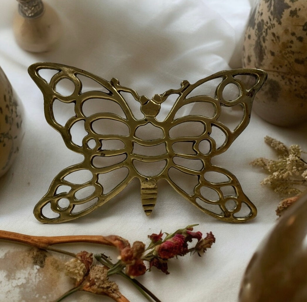 Vintage Brass Butterfly Trivet Stand