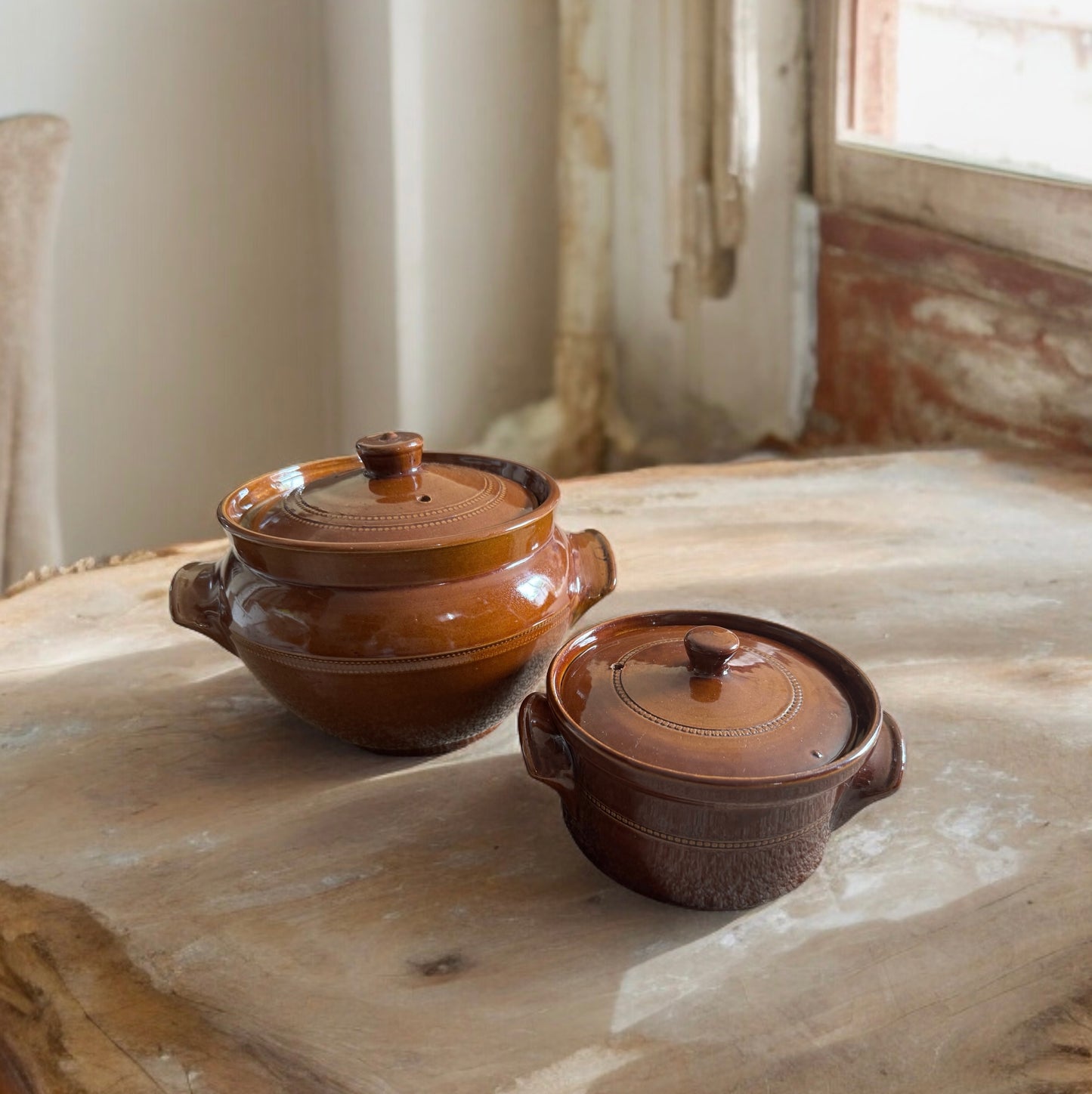 Pair of Glazed Casserole Dishes