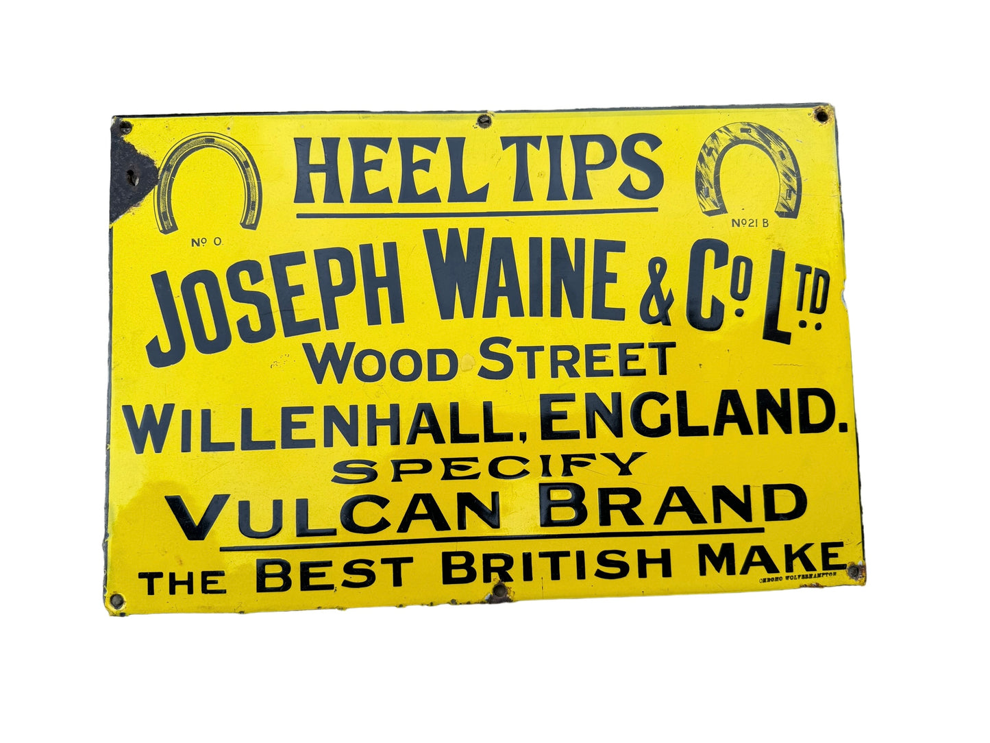 Joseph Waine & Co Ltd Heel Tips Enamel Plaque