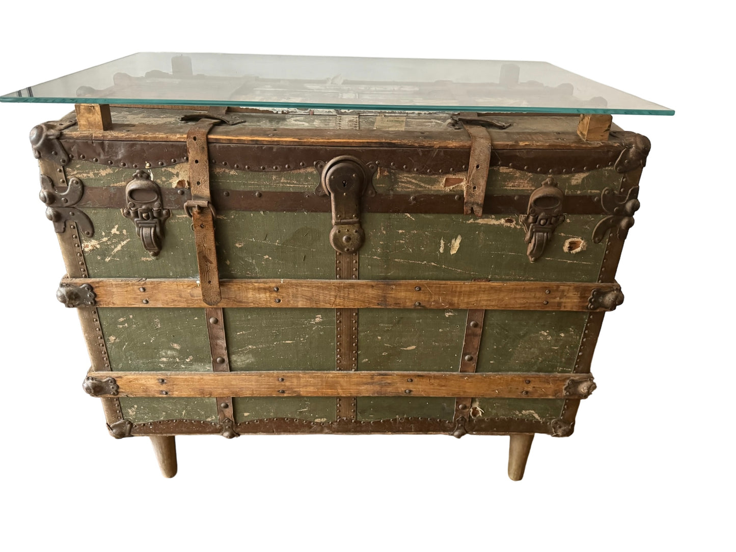 Vintage Steamer Trunk Console Table