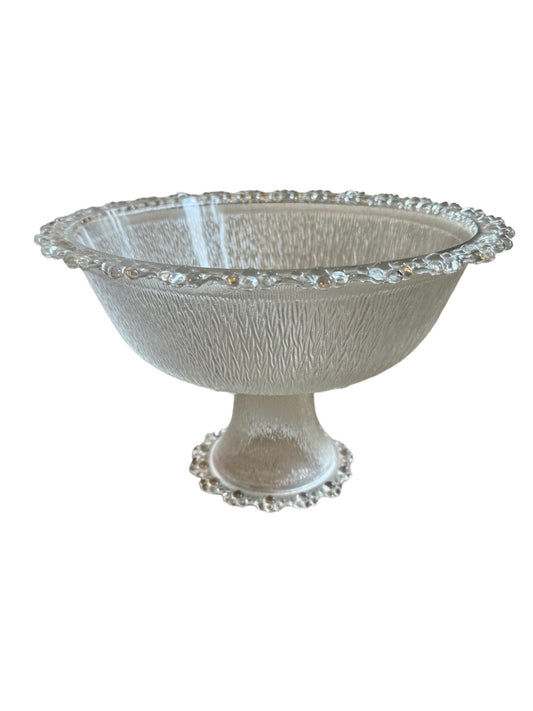 Vintage Glass Fruit Bowl on Pedestal