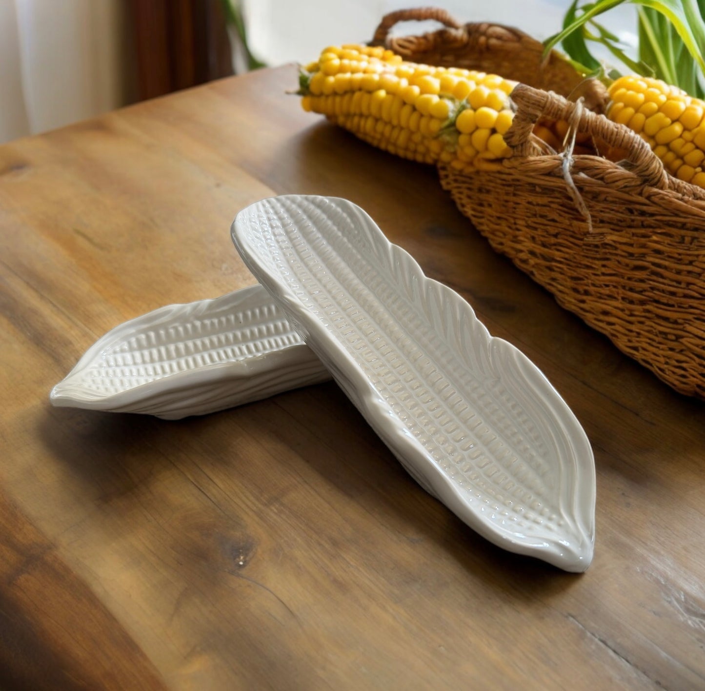 Set of 4 Ceramic Corn on the Cob Plates