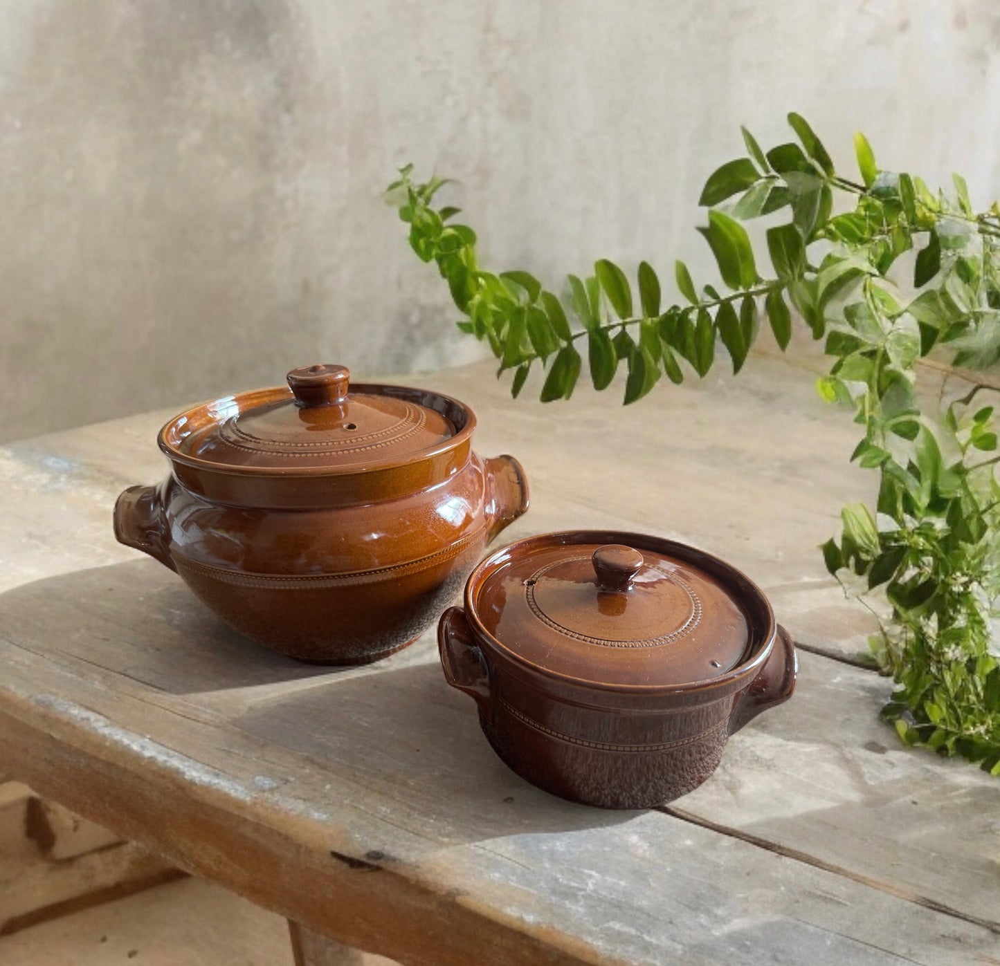 Pair of Glazed Casserole Dishes