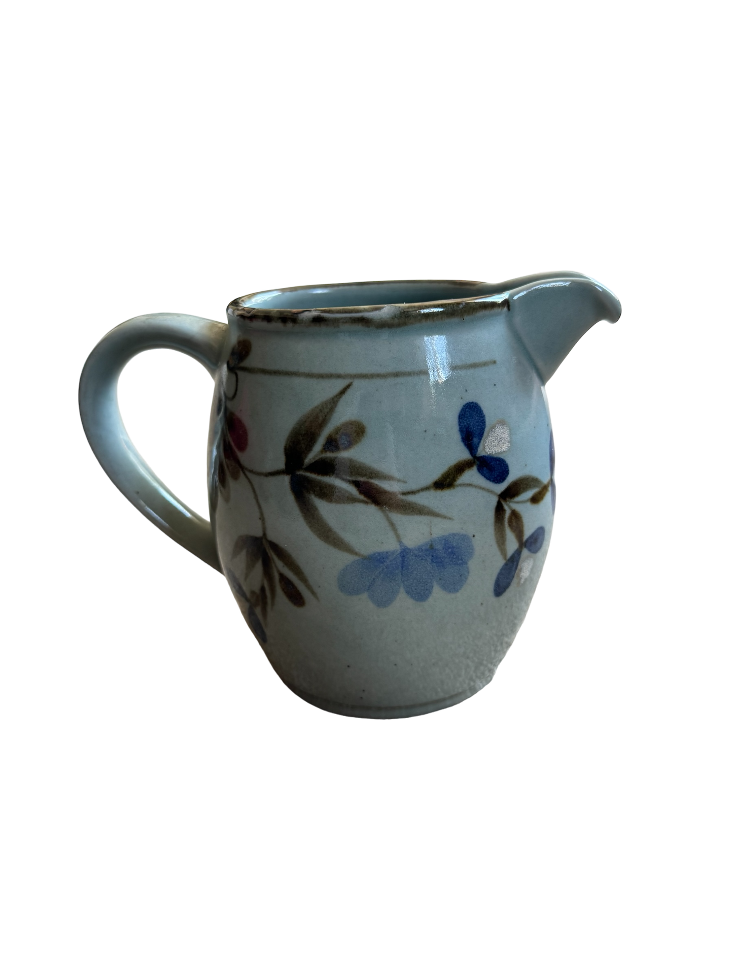 Blue Floral Studio Pottery Jug Vase