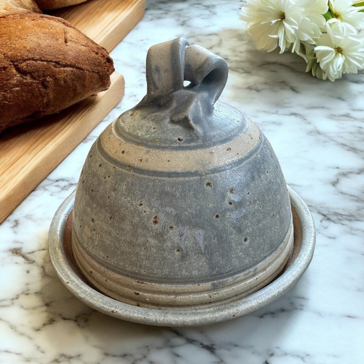 Studio Pottery Blue Butter Dish