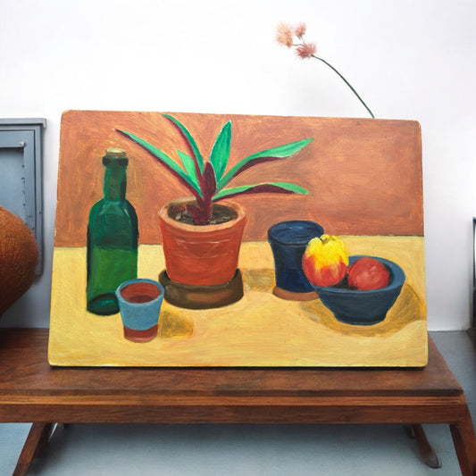 Bright Still Life | Original Oil Painting on Board, Unsigned