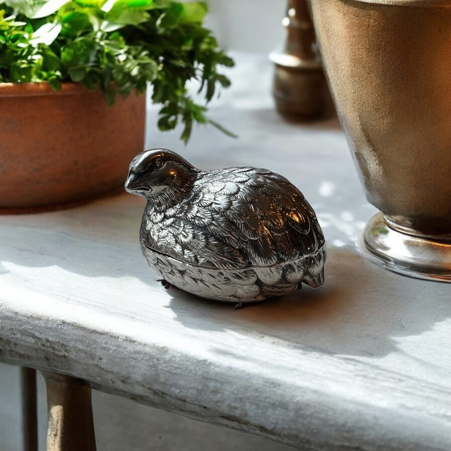 Vintage Silver Plated Quail Condiment Holder