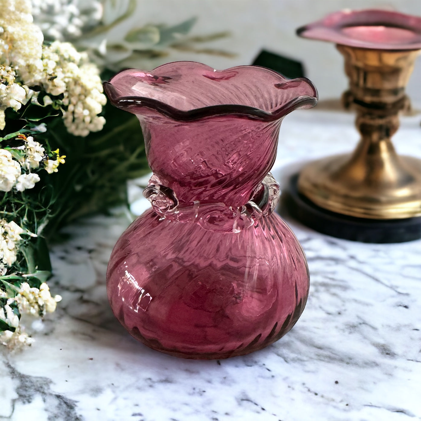 Vintage Ruby Glass Bud Vase