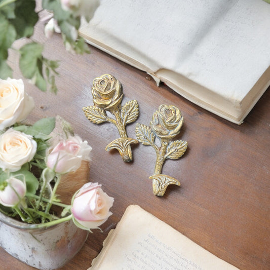 Pair of Vintage Gold Plated Rose Hooks