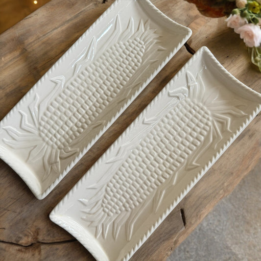 Pair of Vintage Corn on the Cob Plates