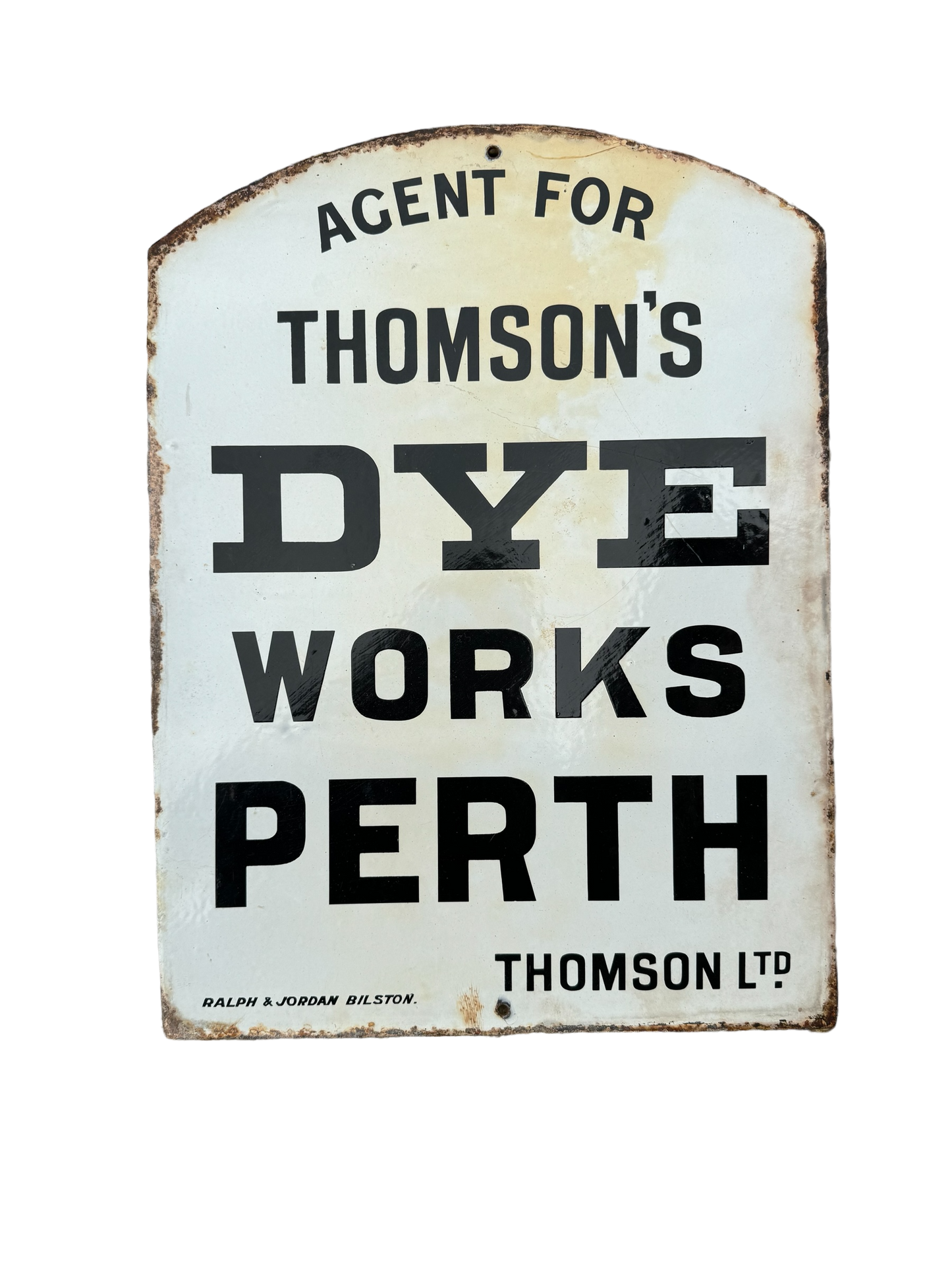 Thomsons Dye Works Double Sided Enamel Plaque