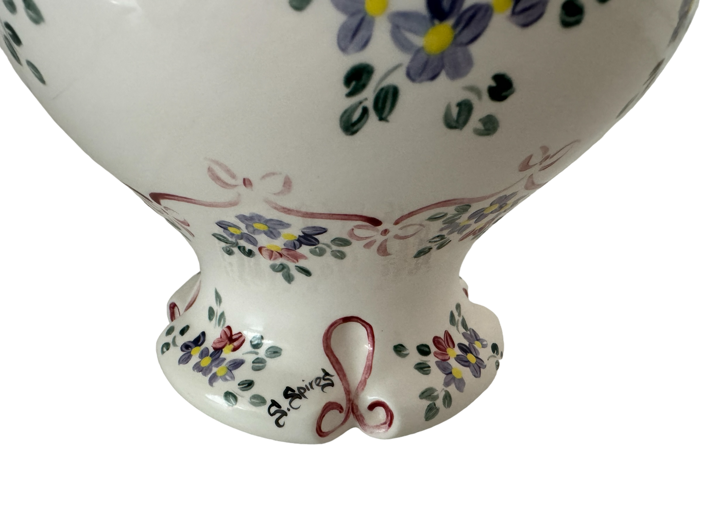 Vintage Hand Painted Country Floral Ceramic Jug