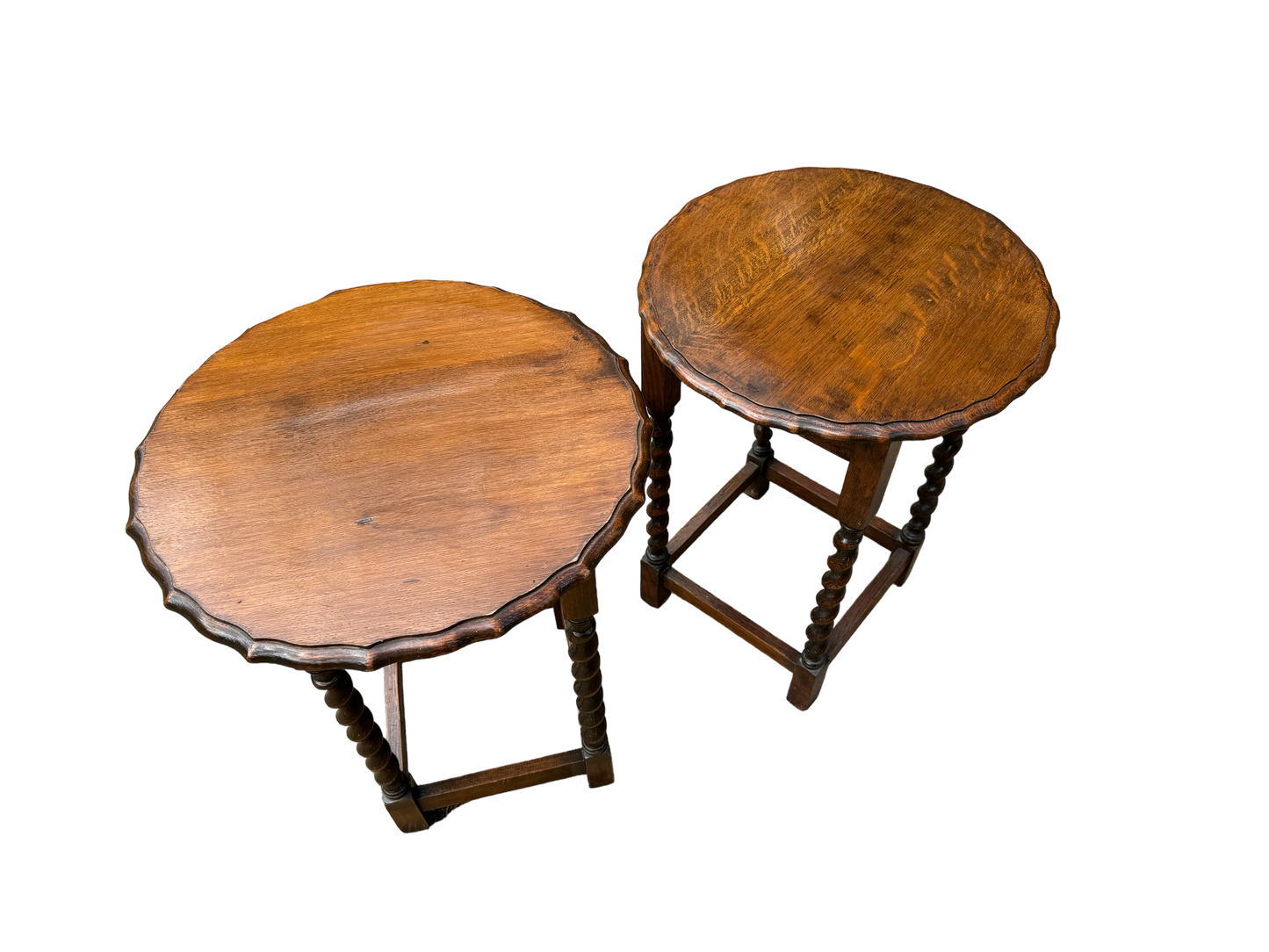 Pair of Barley Twist Pie Crust Side Tables