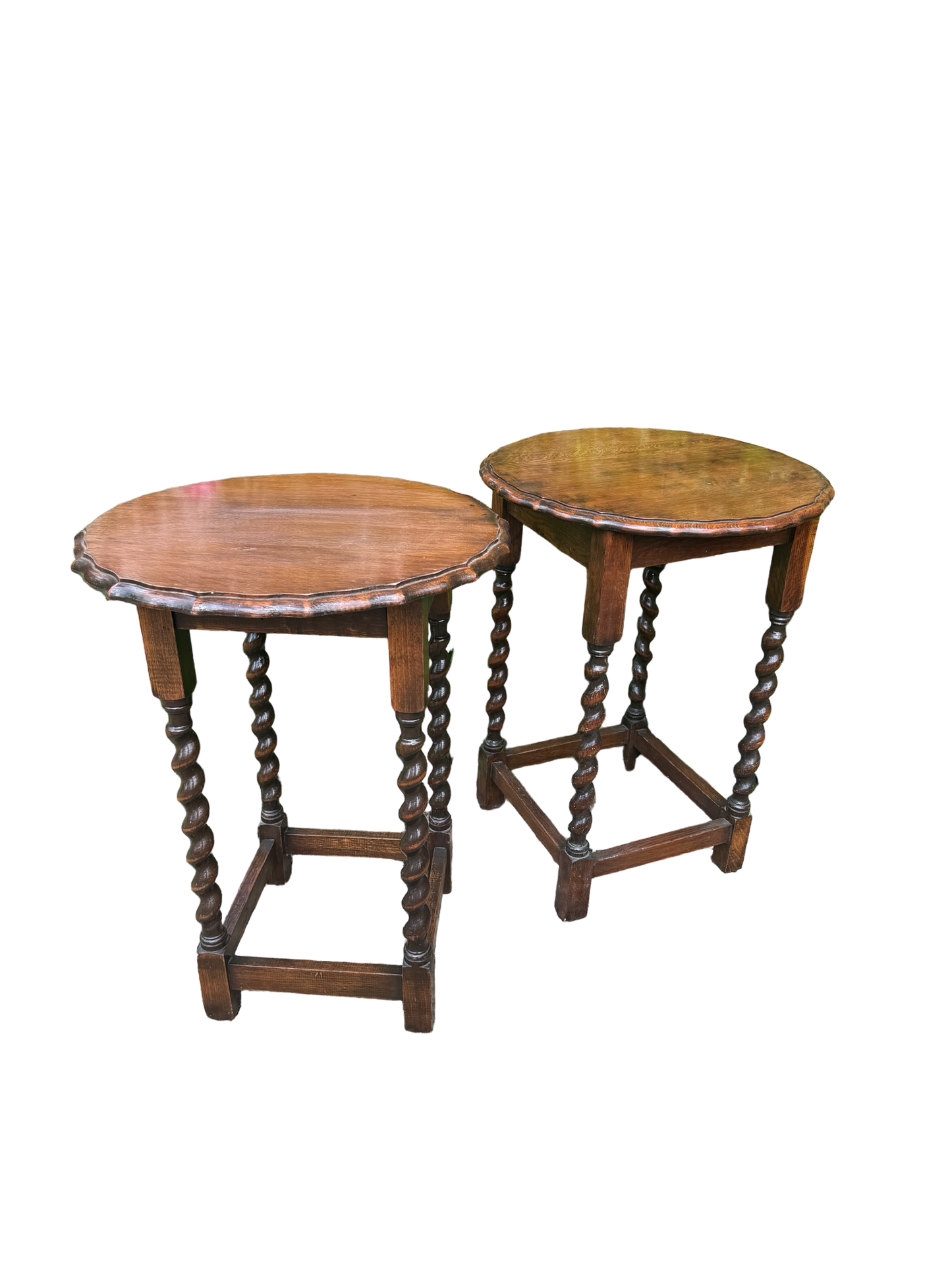 Pair of Barley Twist Pie Crust Side Tables