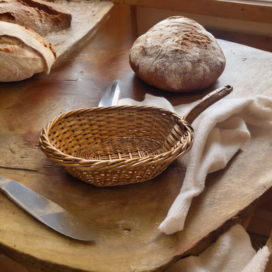 Vintage Wooden Serving Basket with Handle