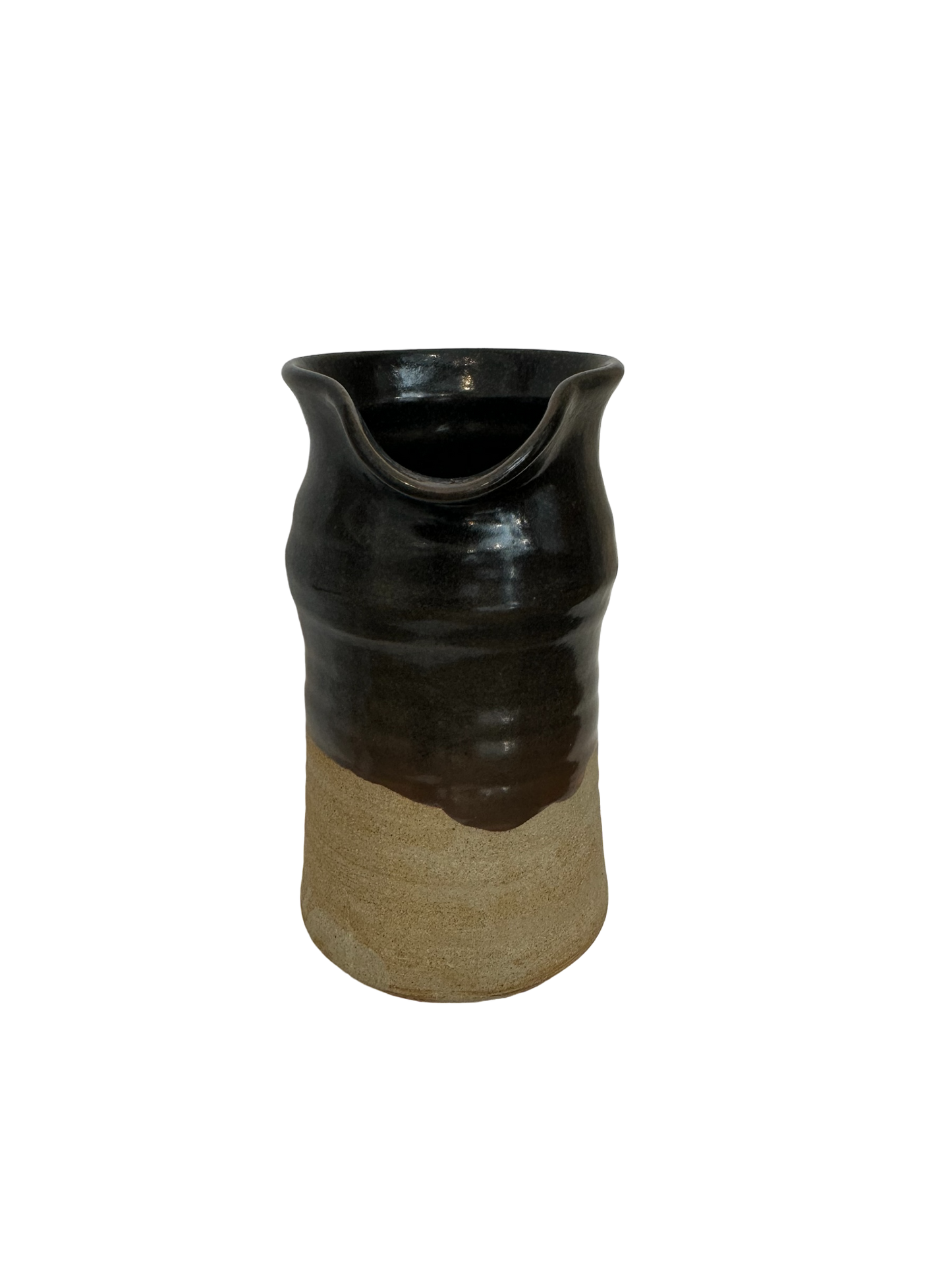 Small Studio Pottery Jug with Brown Glaze