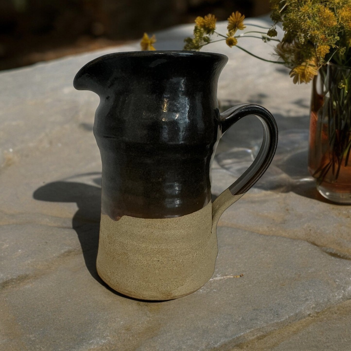 Small Studio Pottery Jug with Brown Glaze