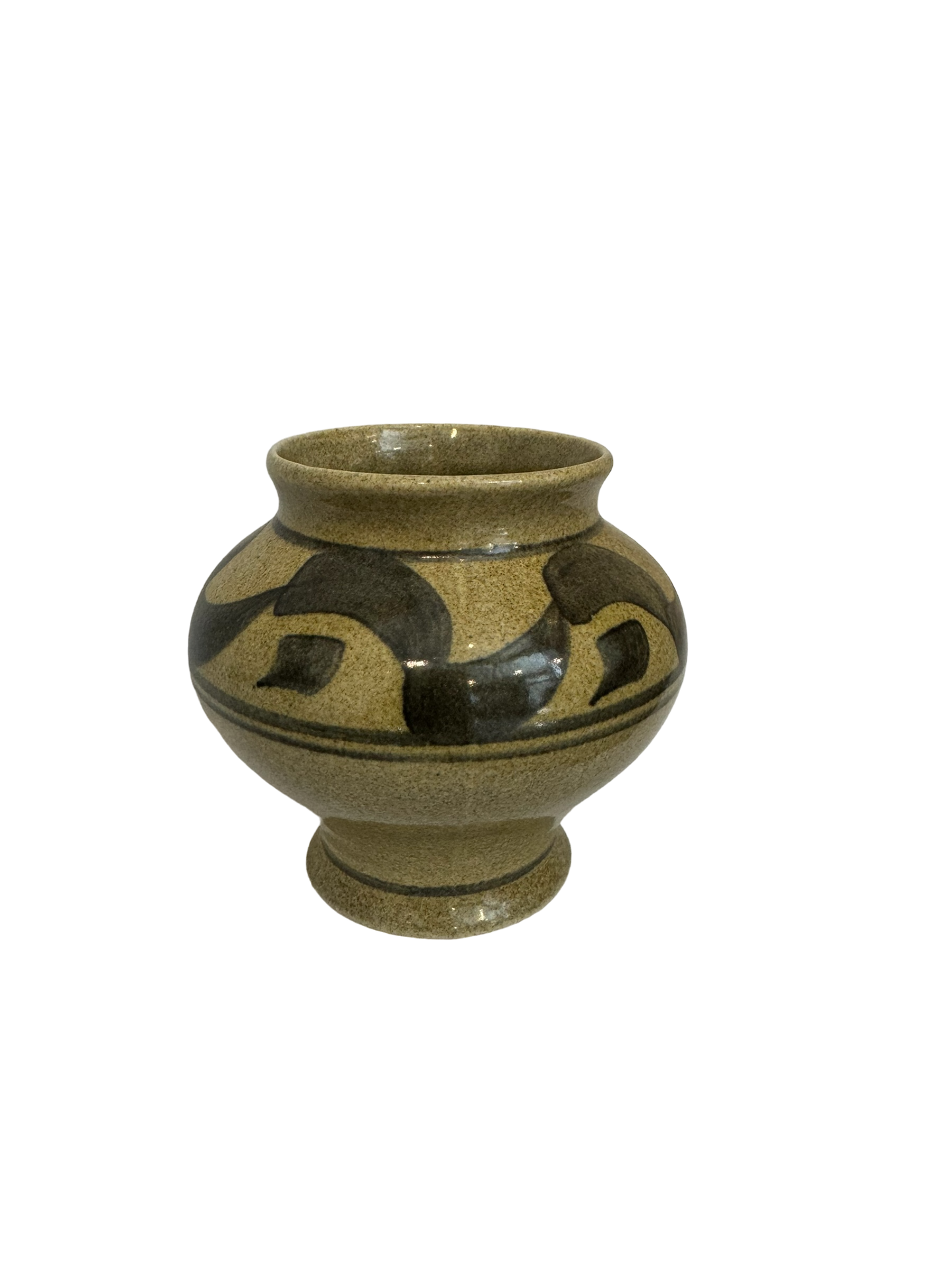 Small Honiton Pottery Black and Neutral brushstroke Vase