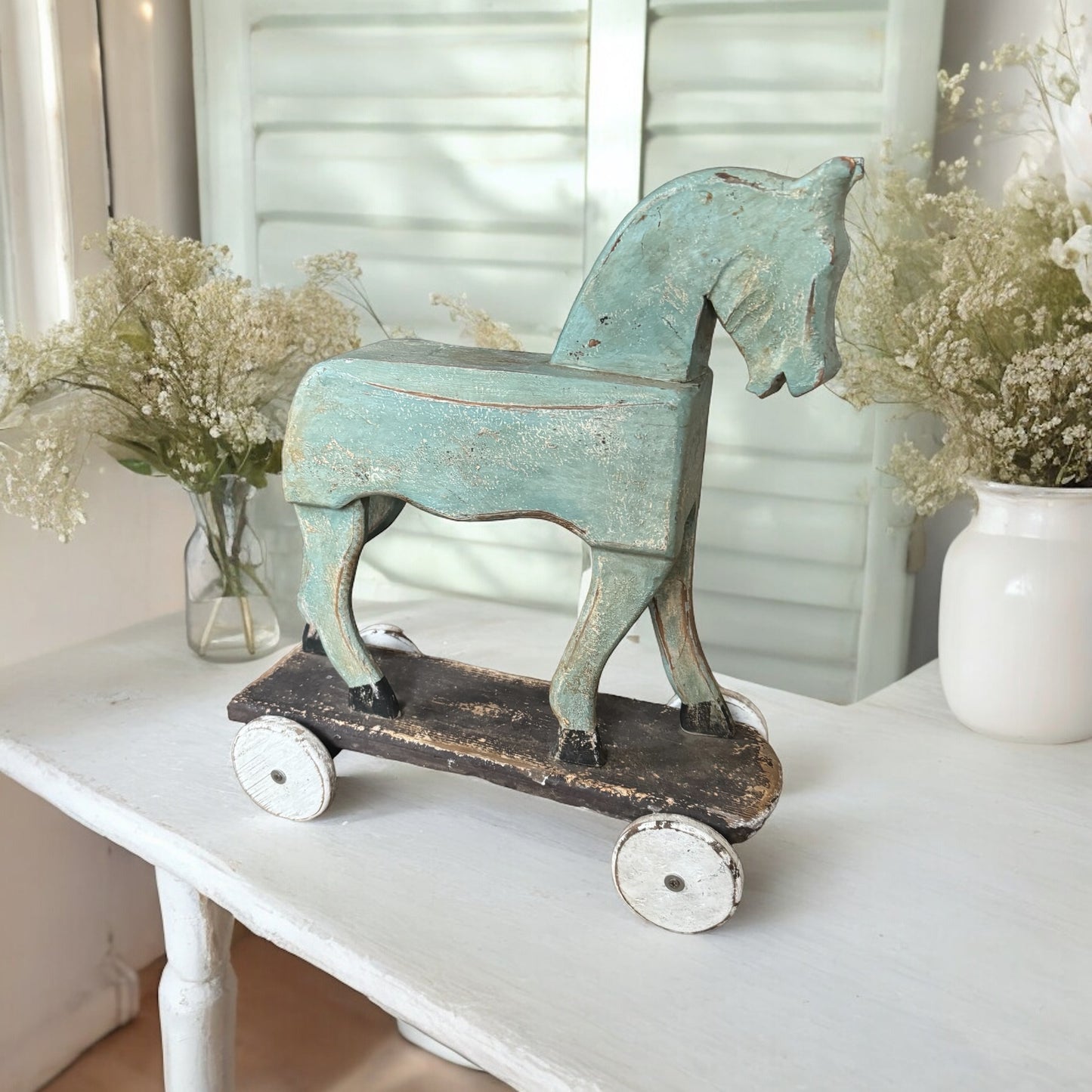 Decorative Wooden Horse on Stand