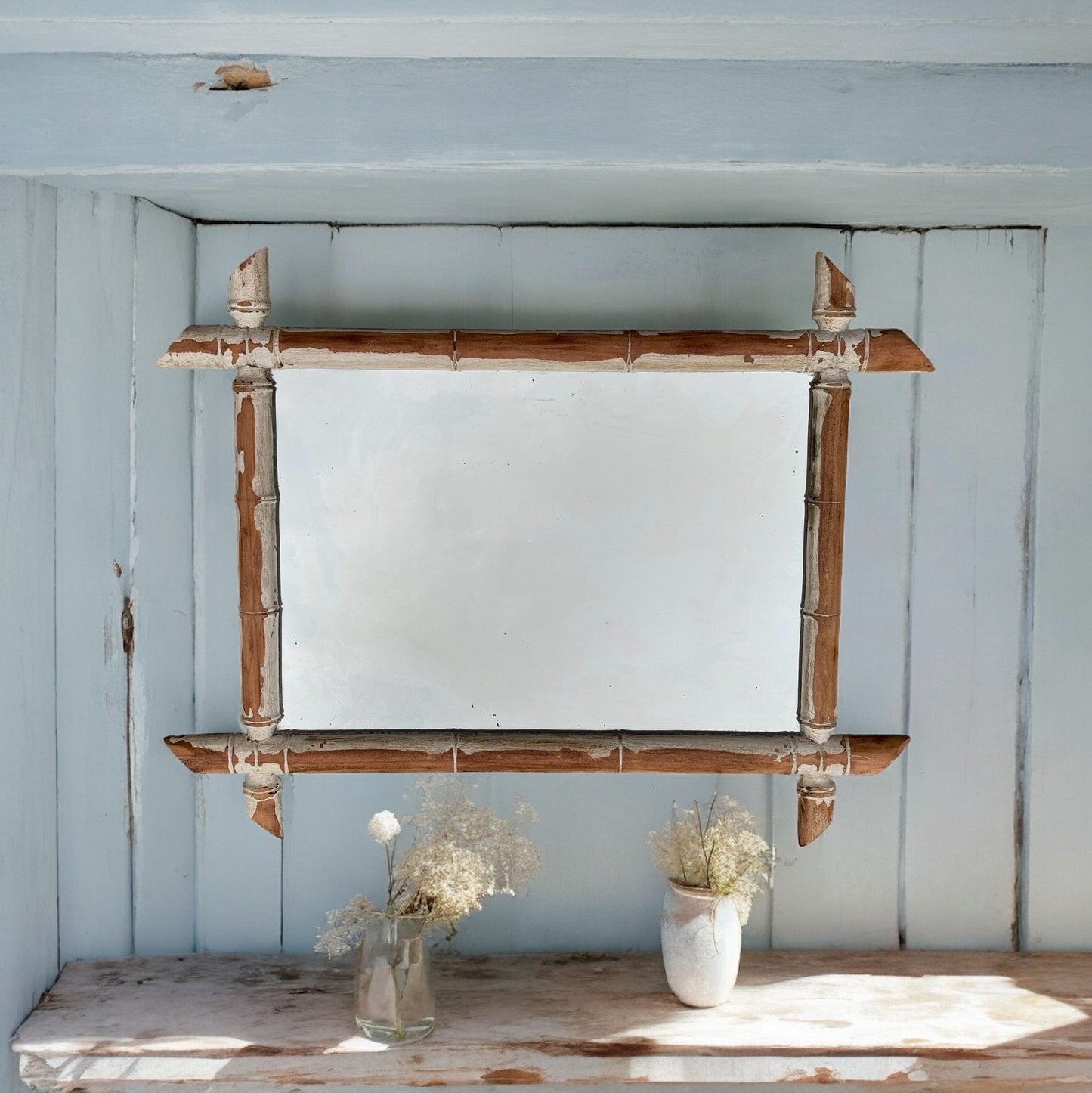 Antique French Faux Bamboo Mirror