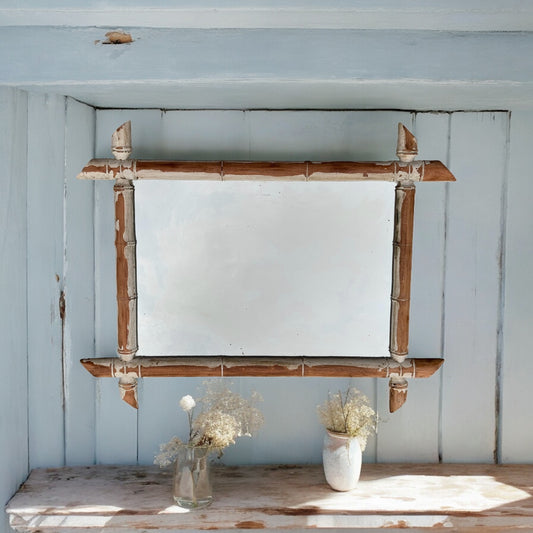 Antique French Faux Bamboo Mirror